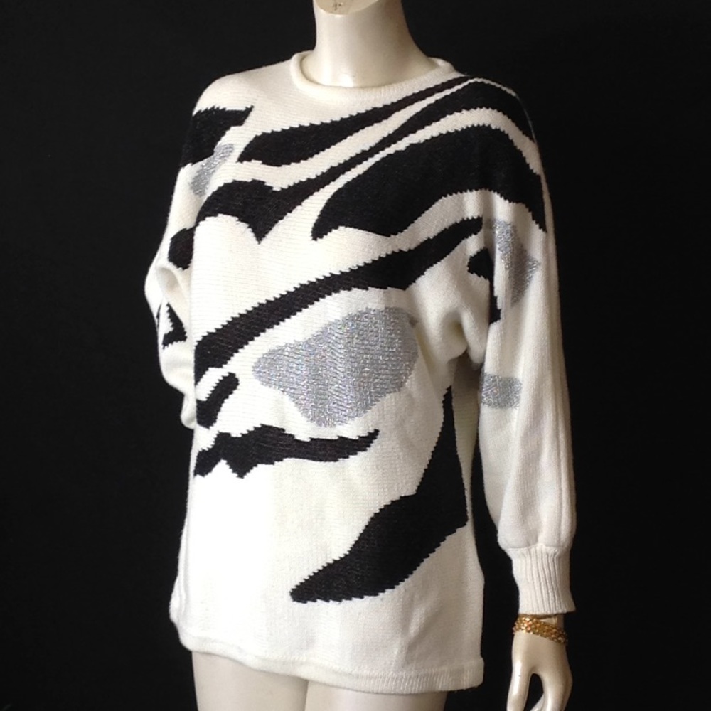 VTG  80's L'Ultima Crean With Glitter Knit Sweater
